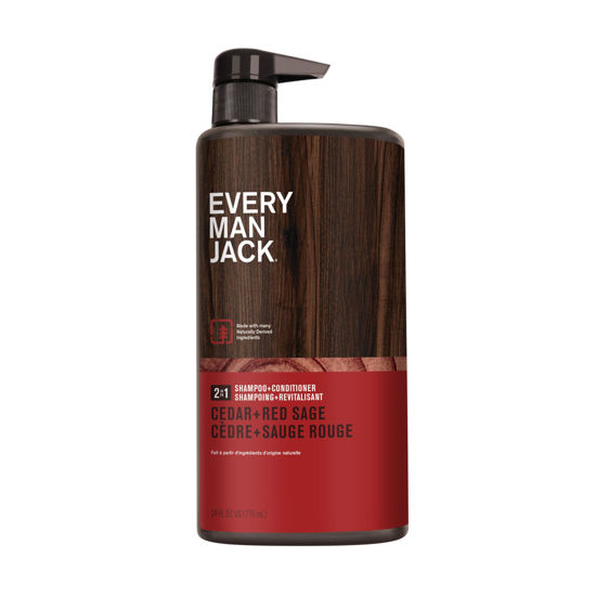 Picture of Every Man Jack 2-in-1 Daily Shampoo + Conditioner - Cedar and Red Sage | Nourishing For All Hair Types, Naturally Derived, Cruelty-Free Shampoo and Conditioner Set for Men | 24oz -1 Bottle