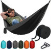 Picture of Durable Hammock 400 lb Capacity, Nylon Camping Hammock Chair - Double or Single Sizes w/Tree Straps and Attached Carry Bag - for Travel/Backpacking/Beach/Backyard (Medium, Black & Light Grey)