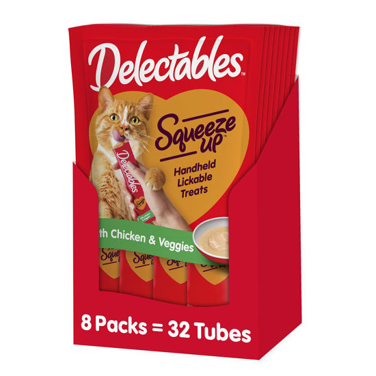 Picture of Hartz Delectables Squeeze Up Interactive Lickable Wet Cat Treats for Adult & Senior Cats, Chicken & Veggies, 4 Count (Pack of 8)