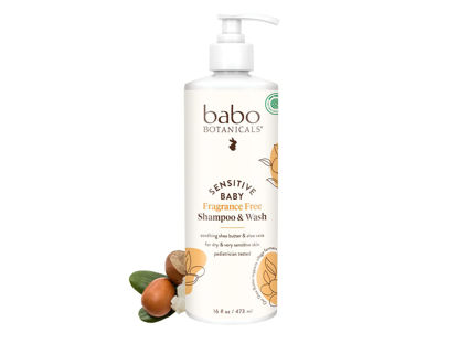 Picture of Babo Botanicals Fragrance-Free 2-in-1 Baby Shampoo & Wash - Shea Butter, Calendula & Aloe - EWG Verified, Cruelty-Free, Vegan - Pediatrician Tested - 16 Fl Oz