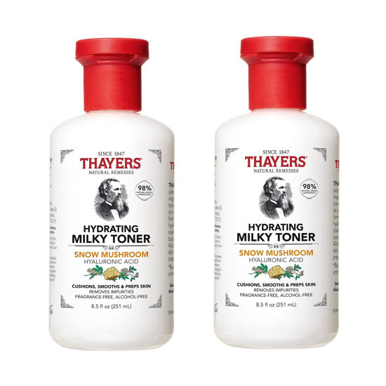 Picture of THAYERS Milky Face Toner with Snow Mushroom and Hyaluronic Acid, Natural Gentle Facial Toner, Dermatologist Recommended, for Dry and Sensitive Skin, 8.5 Oz (Pack of 2)