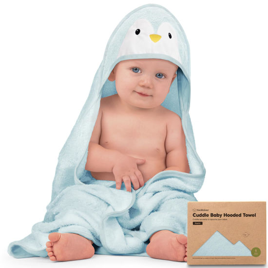 Picture of KeaBabies Baby Hooded Towel - Viscose Derived from Bamboo Baby Towel, Toddler Bath Towel, Infant Towels, Large Hooded Towel, Organic Baby Towels with Hood for Girls, Babies, Newborn Boys (Penguin)