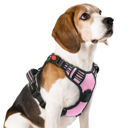 Picture of rabbitgoo Dog Harness Medium Sized, No Pull Pet Harness with 3 Buckles, Adjustable Soft Padded Dog Vest with Instant Control Handle, Easy Walking Reflective Pet Vest for Medium Dogs, Pink, M