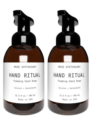 Picture of Muse Bath Apothecary Hand Ritual - Aromatic and Nourishing Foaming Hand Soap, Infused with Natural Aromatherapy Essential Oils - USDA Certified Biobased - 11.5 oz, Coconut + Sandalwood, 2 Pack