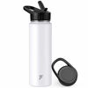 Picture of Letsfit Insulated Water Bottle with Wide Mouth Straw Lid & Handle Lid, Vacuum Stainless Steel Flask Multiple Sizes and Colors, White, 24 oz