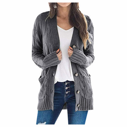 Picture of JMMSlmax Fall Cardigan Soft Sweaters for Women Trendy Soft Women's Cardigan Sweaters Open Front Cardigans Button Up Outerwear