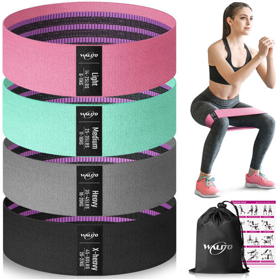 Picture of WALITO Resistance Bands for Legs and Butt, Fabric Exercise Loop Bands Yoga, Pilates, Rehab, Fitness and Home Workout, Strength Bands for Booty