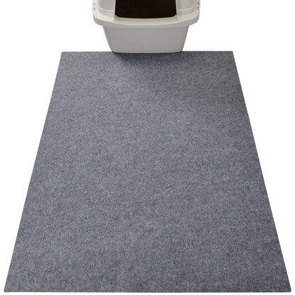 Picture of Drymate Original Cat Litter Mat, Contains Mess from Box, Protects Floors, Urine-Proof, Machine Washable, Soft on Kitty Paws, Absorbent, Waterproof (USA Made, Recycled Content) (29”x36”)(Light Grey)