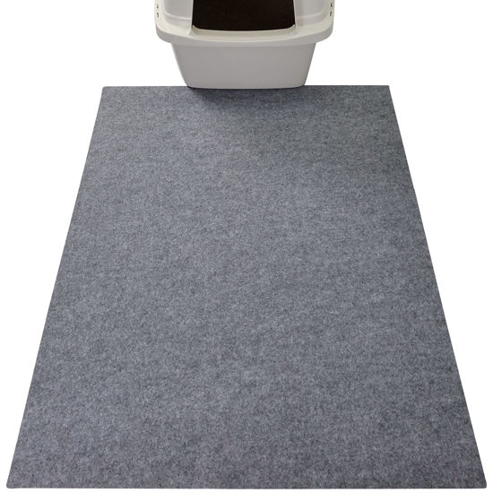 Picture of Drymate Original Cat Litter Mat, Contains Mess from Box, Protects Floors, Urine-Proof, Machine Washable, Soft on Kitty Paws, Absorbent, Waterproof (USA Made, Recycled Content) (29”x36”)(Light Grey)