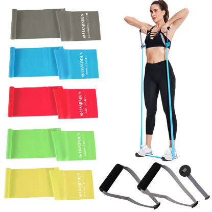 Picture of Professional Resistance Bands. Latex-Free, Work Out Bands, Stretch Bands for Working Out Women or Men, Exercise Bands Set for Physical Therapy (Colour Set (5-30lbs) - includes Accessories)