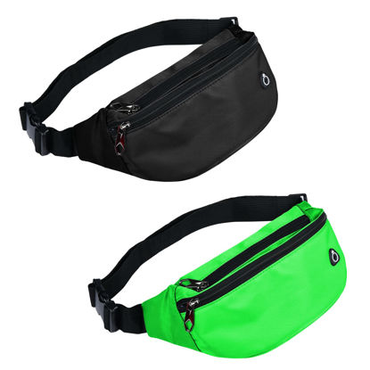 Picture of 2 Packs Fanny Packs for Men and Women, Waterproof Sports Waist Pack Bag for Travel Hiking Running Hands-free