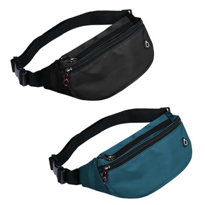 Picture of 2 Packs Fanny Packs for Men and Women, Waterproof Sports Waist Pack Bag for Travel Hiking Running Hands-free