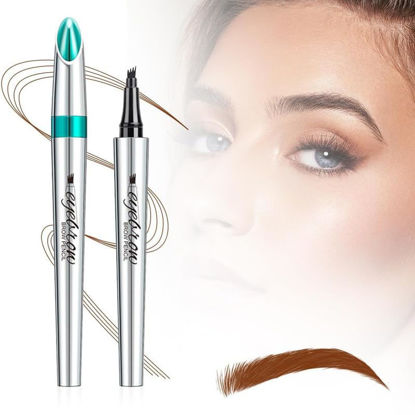 Picture of 2024 New Magic Eyebrow Pencil, Upgraded 3D Waterproof Microblading Eyebrow Pencil Contouring Pen, 4 Tipped Precise Brow Pen, Natural Fine Stroke Microblading Eyebrow Pencil (B-Dark Brown)