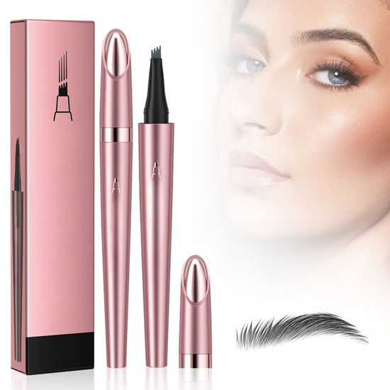 Picture of 2024 New Magic Eyebrow Pencil, 3D Waterproof Microblading Eyebrow Pencil Contouring Pen, 4-Tipped Precise Brow Pen, Long-Lasting Natural Fine Stroke Eyebrow Pencil