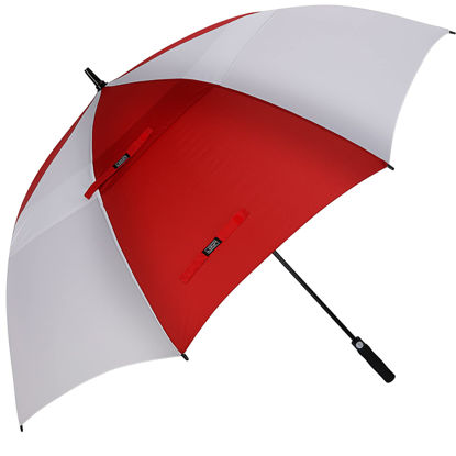 Picture of G4Free 54 Inch Automatic Open Golf Umbrella Windproof Extra Large Oversize Double Canopy Vented Windproof Waterproof Stick Umbrellas for Men (Red/White)