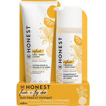 Picture of The Honest Company 2-in-1 Cleansing Shampoo + Body Wash and Face + Body Lotion Bundle | Gentle for Baby | Naturally Derived | Citrus Vanilla Refresh, 18.5 fl oz