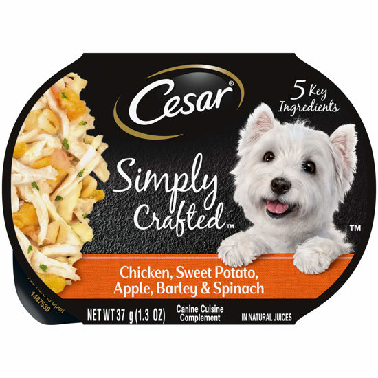 Picture of CESAR Simply Crafted Adult Wet Dog Food Meal Topper, Chicken, Sweet Potato, Apple, Barley & Spinach, 1.3oz., Pack of 10