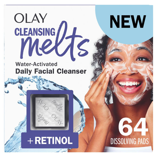 Picture of Olay Cleansing Melts + Retinol Face Cleanser, 64 ct. total (2 x 32 ct.), Water-Activated Face Wash to Clean, Tone, and Refresh