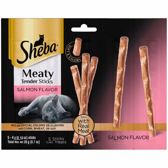 Picture of SHEBA Meaty Tender Sticks Cat Treats Salmon Flavor, 0.14 oz, 5 Count (Pack of 10)