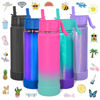 Picture of CHILLOUT LIFE 22 oz Kids Insulated Water Bottle for School with Straw Lid Leakproof and Cute Waterproof Stickers, Personalized Stainless Steel Thermos Flask Metal Water Bottle, Frozen Slushy