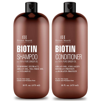 Picture of Botanic Hearth Biotin Shampoo and Conditioner Set - with Ginger Oil & Keratin for Hair Loss and Thinning Hair for Men and Women - Sulfate Free, 16 fl oz each