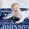 Picture of Yoke Style Personalized Baby Blankets for Baby Girls/Boys, Custom Name Swaddle Blanket, Baby Boy Girl Gifts for Newborn, Toddler, Kids on Baby Shower, Birthday