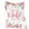 Picture of Yoke Style Personalized Baby Blankets for Girls with Names, Custom Baby Blanket Initial Swaddle Blanket, Personalized Baby Gifts for Newborn, New Mom on Baby Shower, Birthday