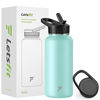 Picture of Letsfit Insulated Water Bottle with Straw Lid and Flex Cap, Double Stainless Steel Flask, Light Blue, 32oz