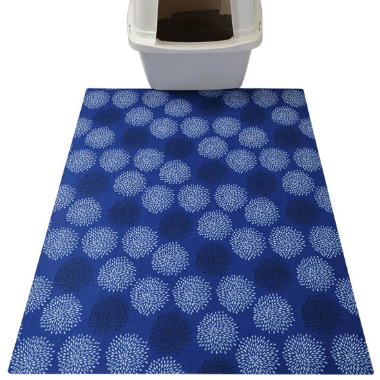 Picture of Drymate Original Cat Litter Mat, Contains Mess from Box, Protects Floors, Urine-Proof, Machine Washable, Soft on Kitty Paws, Absorbent, Waterproof (USA Made, Recycled Content) (29”x36”)(Good Blue)