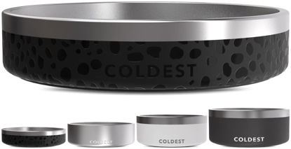 Picture of Coldest Dog Bowl - Anti Rust Metal & Non Slip Dog Bowls Large, Spill Proof Heavy Duty 3 Layers Insulated Dog Bowl - Food and Water Bowl for Dogs, Cats & Pets, Dishwasher Safe (21 oz, Black Leopard)