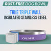 Picture of Coldest Dog Bowl - Anti Rust Metal & Non Slip Dog Bowls Large, Spill Proof Heavy Duty 3 Layers Insulated Dog Bowl - Food and Water Bowl for Dogs, Cats & Pets, Dishwasher Safe (21 oz, Galaxy Purple)