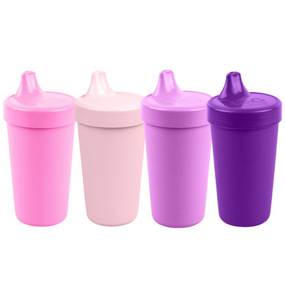 Picture of Re-Play Made in USA 10 Oz. Sippy Cups for Toddlers, Pack of 4 - Reusable Spill Proof Cups for Kids, Dishwasher/Microwave Safe - Hard Spout Sippy Cups for Toddlers 3.13" x 6.25", Princess