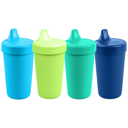 Picture of Re Play Made in USA 10 Oz. Sippy Cups for Toddlers (4-pack) Spill Proof Sippy Cup for 1+ Year Old - Dishwasher/Microwave Safe - Hard Spout Kids Cups with Lid 3.13" x 6.25" (Under the Sea)