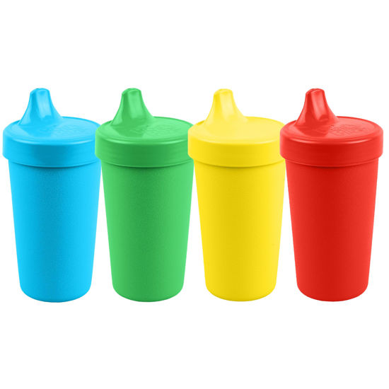 Picture of Re Play Made in USA 10 Oz. Sippy Cups for Toddlers (4-pack) Spill Proof Sippy Cup for 1+ Year Old - Dishwasher/Microwave Safe - Hard Spout Kids Cups with Lid 3.13" x 6.25" (Preschool)