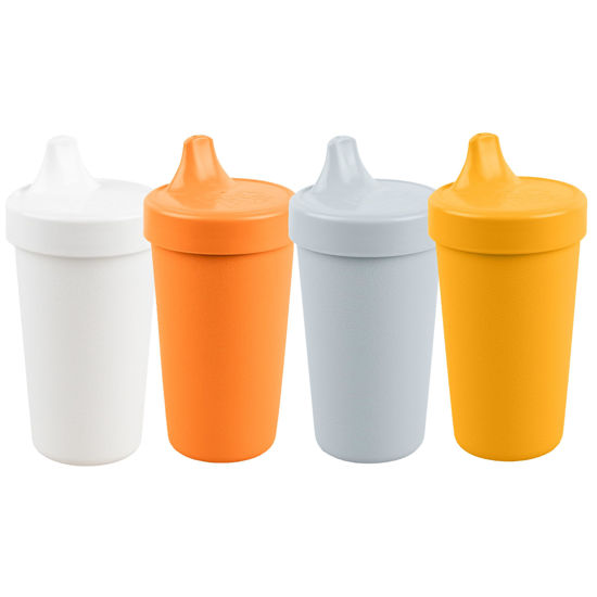 Picture of Re Play Made in USA 10 Oz. Sippy Cups for Toddlers (4-pack) Spill Proof Sippy Cup for 1+ Year Old - Dishwasher/Microwave Safe - Hard Spout Kids Cups with Lid 3.13" x 6.25" (Mod. Orange)