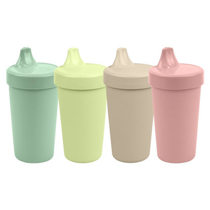 Picture of Re-Play Made in USA 10 Oz. Sippy Cups for Toddlers, Pack of 4 - Reusable Spill Proof Cups for Kids, Dishwasher/Microwave Safe - Hard Spout Sippy Cups for Toddlers 3.13" x 6.25", Cactus Flower