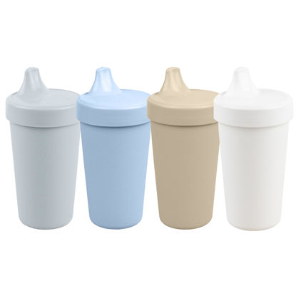 Picture of Re-Play Made in USA 10 Oz. Sippy Cups for Toddlers, Pack of 4 - Reusable Spill Proof Cups for Kids, Dishwasher/Microwave Safe - Hard Spout Sippy Cups for Toddlers 3.13" x 6.25", Glacier