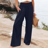 Picture of Hvyesh My Orders, Linen Pants for Women Summer High Waisted Wide Leg Pants Casual Elastic Waist Palazzo Pants Beach Pants with Pockets 1 Dollar Items