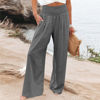 Picture of Hvyesh My Orders, Linen Pants for Women Summer High Waisted Wide Leg Pants Casual Elastic Waist Palazzo Pants Beach Pants with Pockets All