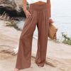 Picture of Hvyesh My Orders, Linen Pants for Women Summer High Waisted Wide Leg Pants Casual Elastic Waist Palazzo Pants Beach Pants with Pockets Deals