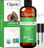 Picture of Cliganic USDA Organic Castor Oil, 100% Pure (16oz with Eyelash Kit) - For Eyelashes, Eyebrows, Hair & Skin | Bulk, Natural Cold Pressed Unrefined Hexane-Free | DIY Carrier Oil