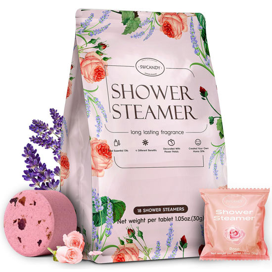 Picture of Shower Steamers Aromatherapy Christmas Gifts Stocking Stuffers- SWCANDY 18 Pack Shower Bombs Birthday Gifts for Women, Bath Bombs with Essential Oils, Self Care and Relaxation Gifts for Mom