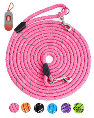 Picture of Long Dog Leash for Dog Training 16FT/30FT/50FT/100FT, Heavy Duty Dog Lead for Large Medium Small Dogs Outside Walking, Playing, Camping, or Yard 12LDL-Pink30FT