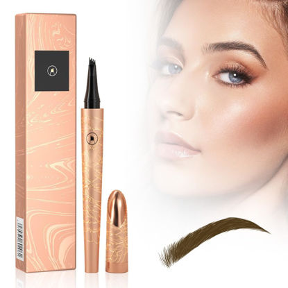 Picture of 2024 New Magic Eyebrow Pencil, 3D Waterproof Microblading Eyebrow Pencil Contouring Pen, 4-Tipped Precise Brow Pen, Long-Lasting Natural Fine Stroke Eyebrow Pencil (B-Dark Brown)