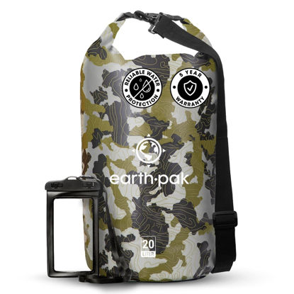 Picture of Earth Pak Waterproof Dry Bag - Roll Top Waterproof Backpack Sack Keeps Gear Dry for Kayaking, Beach, Rafting, Boating, Hiking, Camping and Fishing with Waterproof Phone Case (Camo, 10L)