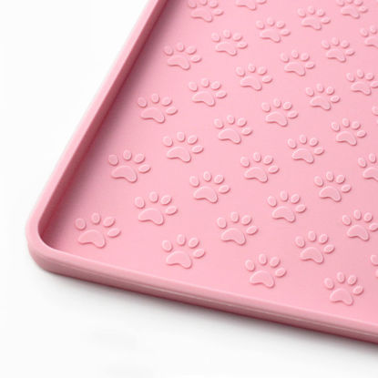 Picture of Ptlom Pet Placemat for Dog and Cat, Mat for Prevent Food and Water Overflow, Suitable for Small, Medium and Big Pet,24.5" 16.5", Pink