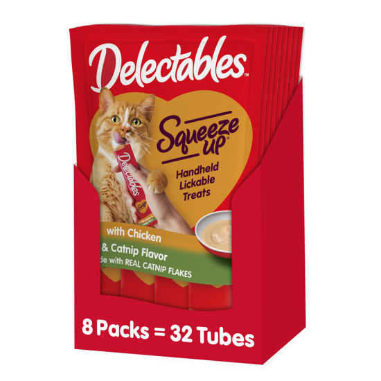 Picture of Hartz Delectables Squeeze Up Chicken with Catnip, Interactive Lickable Wet Cat Treat, 32 Count