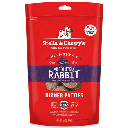 Picture of Stella & Chewy's Freeze Dried Raw Dinner Patties - Grain Free Dog Food, Protein Rich Absolutely Rabbit Recipe - 5.5 oz Bag