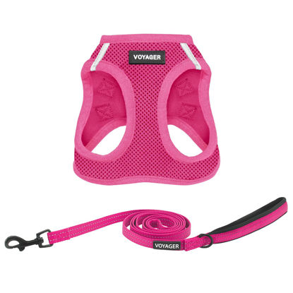 Picture of Voyager Step-in Air All Weather Mesh Harness and Reflective Dog 5 ft Leash Combo with Neoprene Handle, for Small, Medium and Large Breed Puppies by Best Pet Supplies - Set (Fuchsia), L