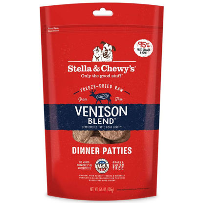 Picture of Stella & Chewy's Freeze Dried Raw Dinner Patties - Grain Free Dog Food, Protein Rich Venison Blend Recipe - 5.5 oz Bag